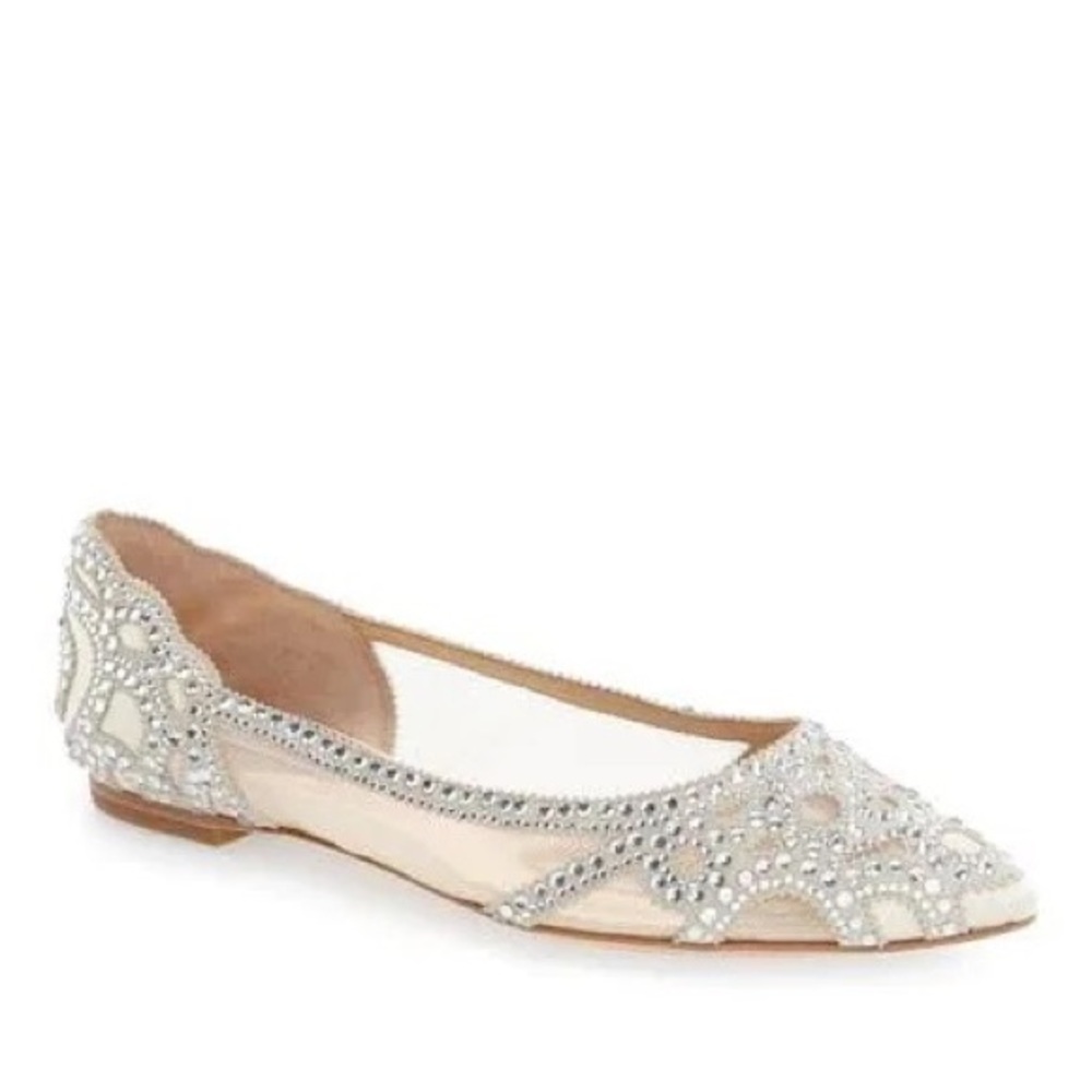 Badgley Mischka Gigi Embellished Pointed Toe Flats